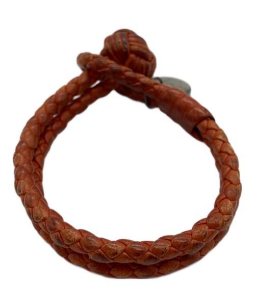 BOTTEGA VENETA（ボッテガベネタ）BOTTEGA VENETA (ボッテガベネタ) イントレチャートレザー ブレスレット オレンジの古着・服飾アイテム