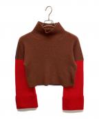 MSGMエムエスジーエム）の古着「マルチカラーショート丈ニット」｜ブラウン