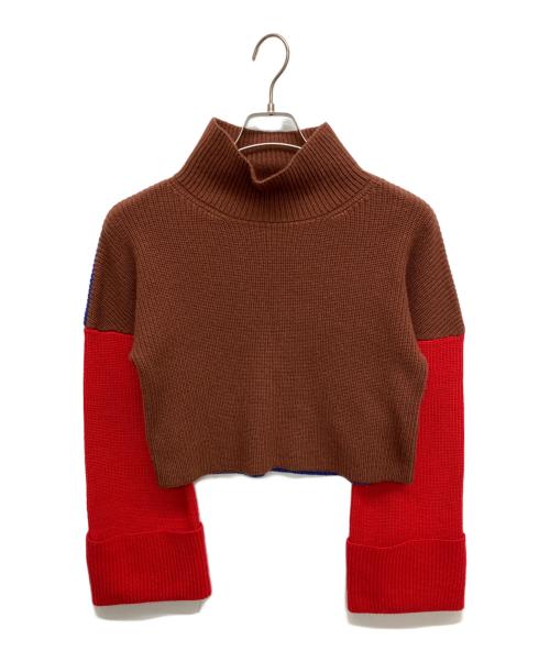 MSGM（エムエスジーエム）MSGM (エムエスジーエム) マルチカラーショート丈ニット ブラウン サイズ:Ｓの古着・服飾アイテム