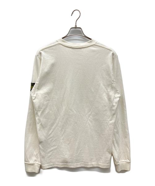 STONE ISLAND（ストーンアイランド）STONE ISLAND (ストーンアイランド) コットンジャージー Vネック スウェットシャツ ホワイト サイズ:Lの古着・服飾アイテム