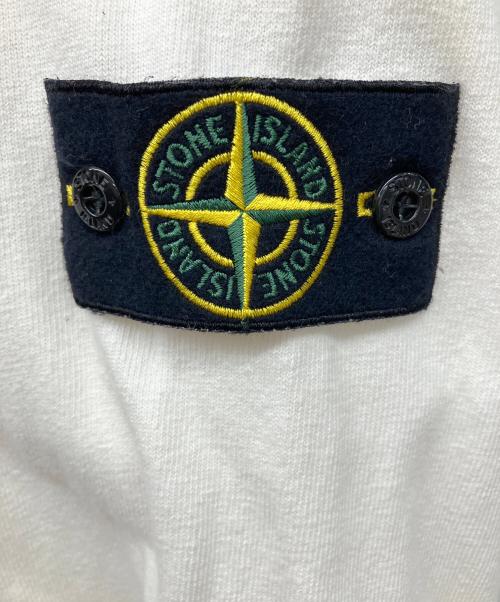 STONE ISLAND（ストーンアイランド）STONE ISLAND (ストーンアイランド) コットンジャージー Vネック スウェットシャツ ホワイト サイズ:Lの古着・服飾アイテム