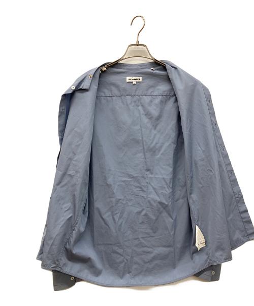 JIL SANDER（ジルサンダー）JIL SANDER (ジルサンダー) バンドカラーシャツ ブルー サイズ:40の古着・服飾アイテム