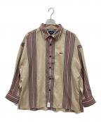 DESCENDANTディセンダント）の古着「/CHIEF MULTI STRIPE LS SHIRT FULL　ストライプシャツ」｜レッド×ベージュ
