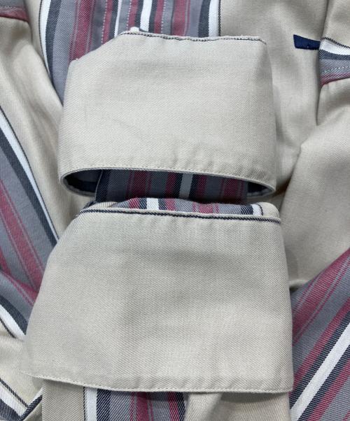 DESCENDANT（ディセンダント）DESCENDANT (ディセンダント) /CHIEF MULTI STRIPE LS SHIRT FULL　ストライプシャツ レッド×ベージュ サイズ:2の古着・服飾アイテム