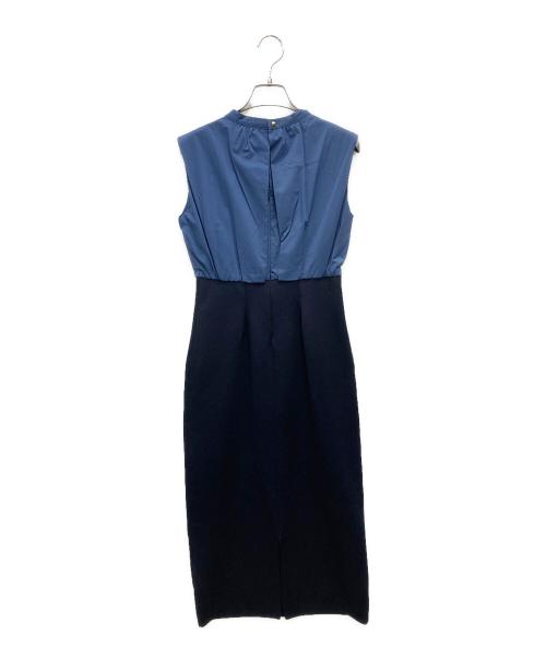 Apuweiser-riche（アプワイザーリッシェ）Apuweiser-riche (アプワイザーリッシェ) ボウタイブラウスニットドッキングワンピース ネイビー サイズ:1の古着・服飾アイテム