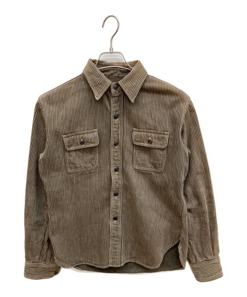 Deluxeware（デラックスウェア）DELUXEWARE (デラックスウェア) ヒッコリーストライプネルシャツ　 ワークシャツ ブラウン サイズ:Ｍの古着・服飾アイテム