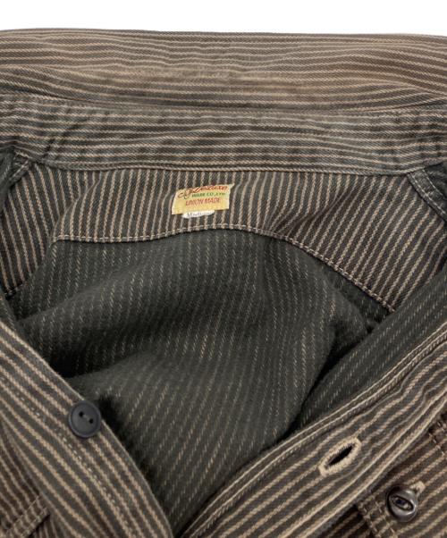 Deluxeware（デラックスウェア）DELUXEWARE (デラックスウェア) ヒッコリーストライプネルシャツ　 ワークシャツ ブラウン サイズ:Ｍの古着・服飾アイテム