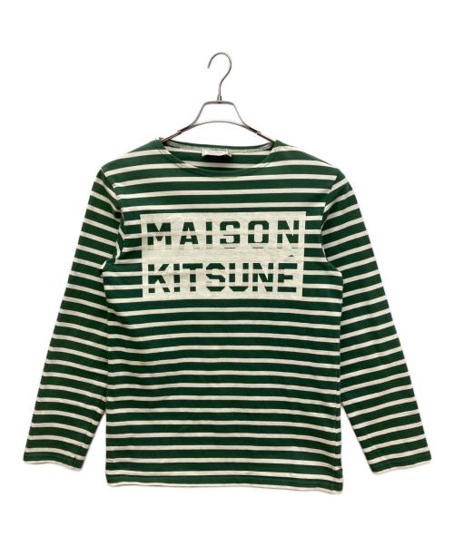 maison kitsune（メゾンキツネ）maison kitsune (メゾンキツネ) ボーダーカットソー グリーン サイズ:Lの古着・服飾アイテム