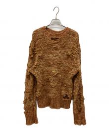 MM6 Maison Margiela（エムエムシックスメゾンマルジェラ）の古着「リバーシブル ニット　Distressed Sweater」｜ブラウン