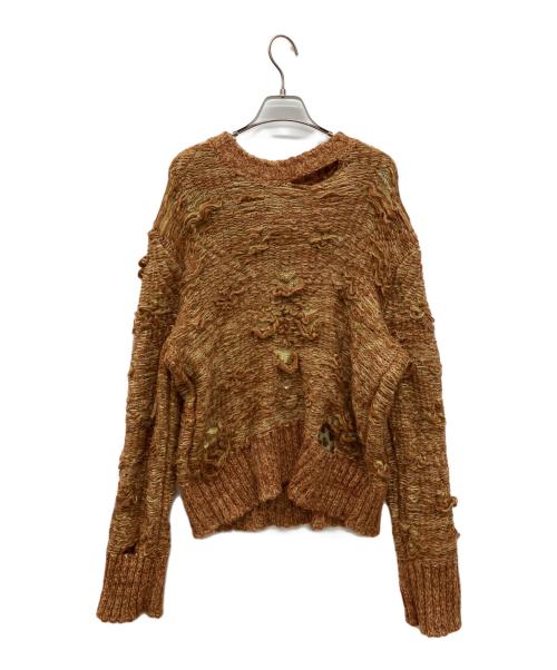 MM6 Maison Margiela（エムエムシックスメゾンマルジェラ）MM6 Maison Margiela (エムエムシックスメゾンマルジェラ) リバーシブル ニット　Distressed Sweater ブラウン サイズ:Mの古着・服飾アイテム