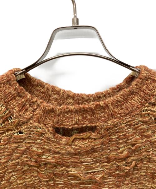 MM6 Maison Margiela（エムエムシックスメゾンマルジェラ）MM6 Maison Margiela (エムエムシックスメゾンマルジェラ) リバーシブル ニット　Distressed Sweater ブラウン サイズ:Mの古着・服飾アイテム