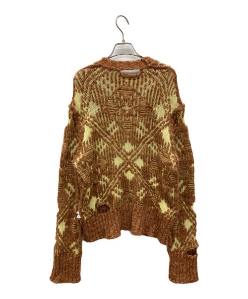 MM6 Maison Margiela（エムエムシックスメゾンマルジェラ）MM6 Maison Margiela (エムエムシックスメゾンマルジェラ) リバーシブル ニット　Distressed Sweater ブラウン サイズ:Mの古着・服飾アイテム