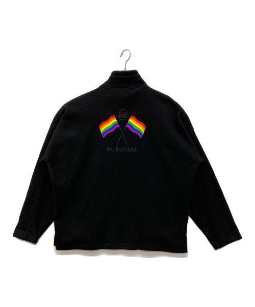 BALENCIAGA（バレンシアガ）BALENCIAGA (バレンシアガ) 18AWバックロゴ刺繍フリースブルゾン ブラック サイズ:Ｓの古着・服飾アイテム