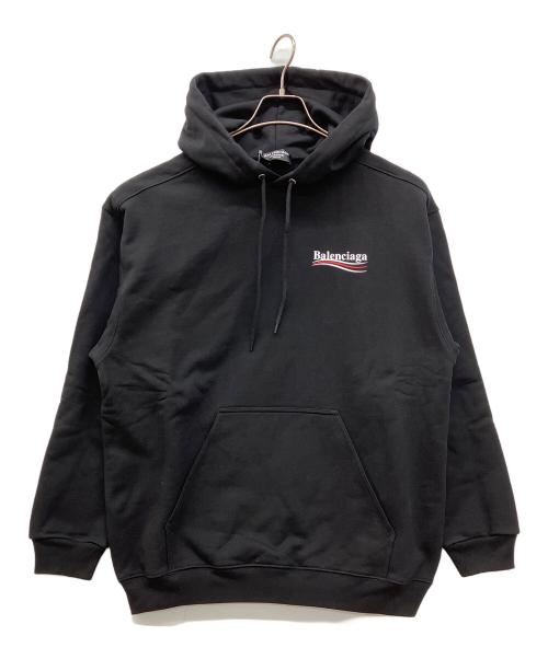 BALENCIAGA（バレンシアガ）BALENCIAGA (バレンシアガ) BALENCIAGA 21AWプリントロゴプルオーバーパーカー  ブラック サイズ:XSの古着・服飾アイテム