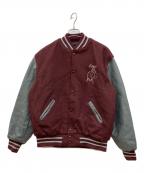 Hollowayホロウェイ）の古着「レザー切り替え刺繍スタジャン」｜レッド