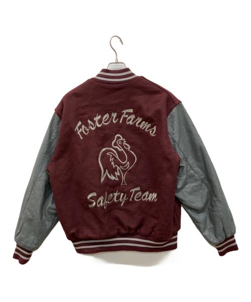 Holloway（ホロウェイ）Holloway (ホロウェイ) レザー切り替え刺繍スタジャン レッド サイズ:Lの古着・服飾アイテム