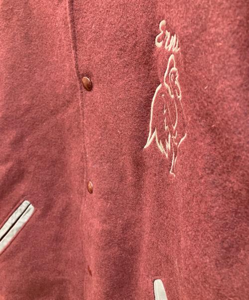 Holloway（ホロウェイ）Holloway (ホロウェイ) レザー切り替え刺繍スタジャン レッド サイズ:Lの古着・服飾アイテム