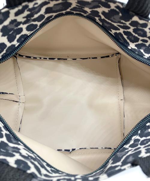 Herve Chapelier（エルベシャプリエ）Herve Chapelier (エルベシャプリエ) 舟形レオパードハンドバッグ ブラックの古着・服飾アイテム