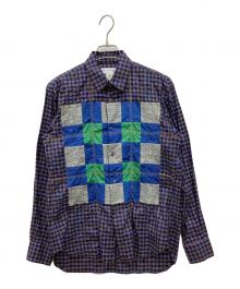 COMME des GARCONS SHIRT（コムデギャルソンシャツ）の古着「パッチワークチェックシャツ」｜ネイビー