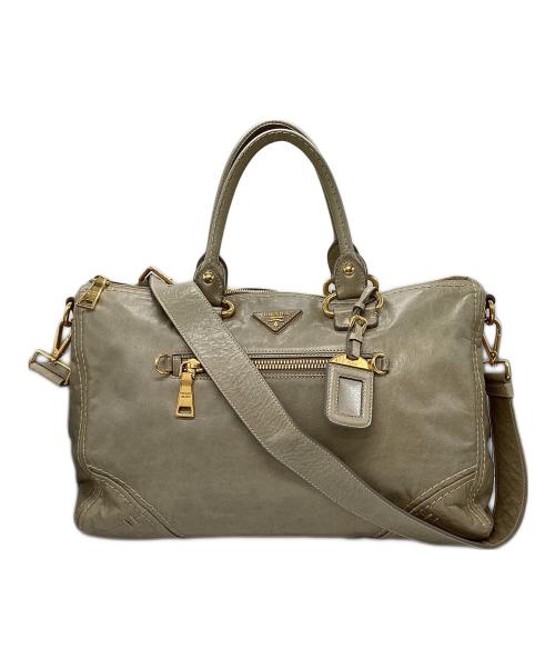 PRADA（プラダ）PRADA (プラダ) 2WAYトートバッグ VITELLO SHINE  ベージュ(POMICE)の古着・服飾アイテム