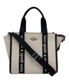 Kate Spade（ケイトスペード）の古着「キップ キャンバス スモール トート」｜ブラック×ベージュ