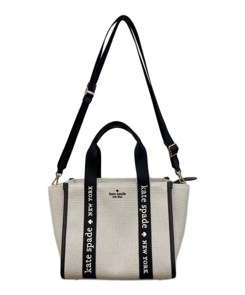 Kate Spade（ケイトスペード）Kate Spade (ケイトスペード) キップ キャンバス スモール トート ブラック×ベージュの古着・服飾アイテム