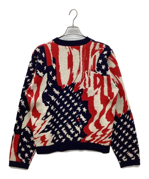 masu（エムエーエスユー）masu (エムエーエスユー) MARBLE FLAG SWEATER FLAG ネイビー×レッド サイズ:48の古着・服飾アイテム