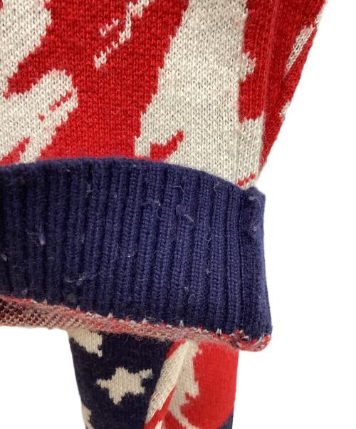 masu（エムエーエスユー）masu (エムエーエスユー) MARBLE FLAG SWEATER FLAG ネイビー×レッド サイズ:48の古着・服飾アイテム