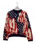 masu（エムエーエスユー）の古着「MARBLE FLAG SWEATER FLAG」｜ネイビー×レッド