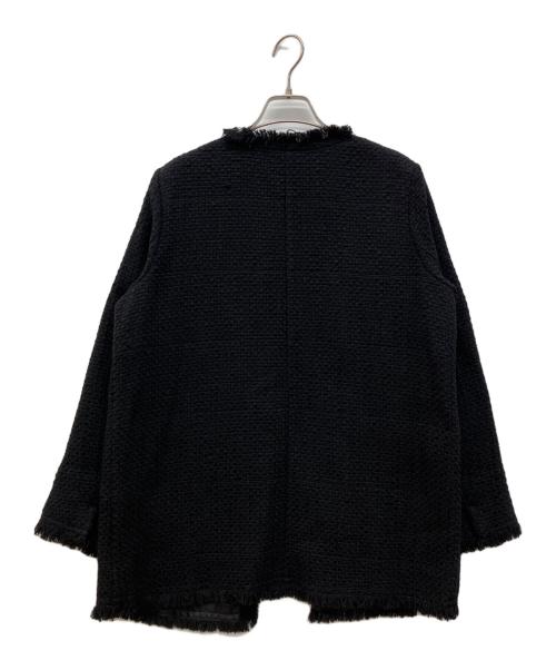 icB（アイシービー）icB (アイシービー) ノーカラーツイードジャケット ブラック サイズ:4の古着・服飾アイテム