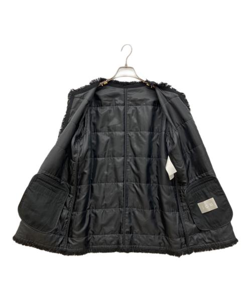 icB（アイシービー）icB (アイシービー) ノーカラーツイードジャケット ブラック サイズ:4の古着・服飾アイテム