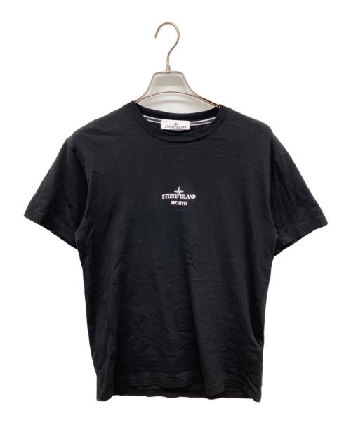 STONE ISLAND（ストーンアイランド）STONE ISLAND (ストーンアイランド) ARCHIVIO プリントTシャツ ブラック サイズ:Ｍの古着・服飾アイテム