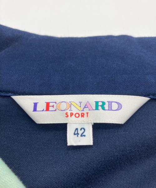 LEONARD SPORT（レオナール スポーツ）LEONARD SPORT (レオナール スポーツ) 総柄ロングスリーブポロシャツ ネイビー サイズ:42の古着・服飾アイテム