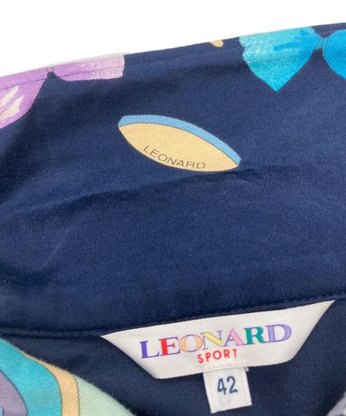 LEONARD SPORT（レオナール スポーツ）LEONARD SPORT (レオナール スポーツ) 総柄ロングスリーブポロシャツ ネイビー サイズ:42の古着・服飾アイテム