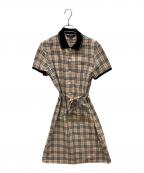 BURBERRY GOLFバーバリーゴルフ）の古着「ノバチェックシアサッカー半袖シャツワンピース」｜ベージュ