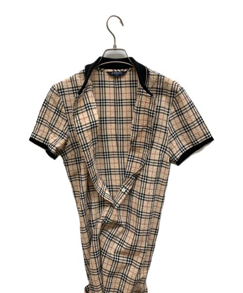 BURBERRY GOLF（バーバリーゴルフ）BURBERRY GOLF (バーバリーゴルフ) ノバチェックシアサッカー半袖シャツワンピース ベージュ サイズ:Lの古着・服飾アイテム