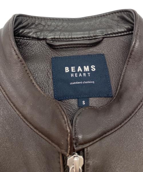 BEAMS HEART（ビームスハート）BEAMS HEART (ビームスハート) リアルレザー シングルライダース ブラウン サイズ:Sの古着・服飾アイテム