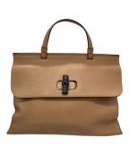 GUCCIグッチ）の古着「バンブー デイリー レザートップハンドルバッグ ハンドバッグ」｜ブラウン