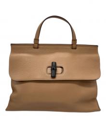 GUCCI（グッチ）の古着「バンブー デイリー レザートップハンドルバッグ ハンドバッグ」｜ブラウン