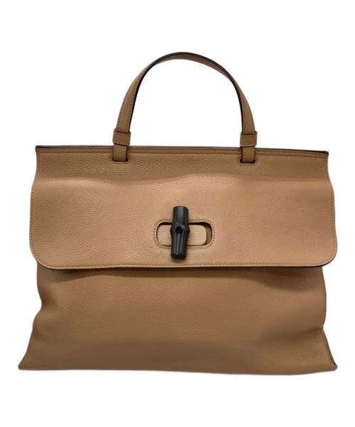 GUCCI（グッチ）GUCCI (グッチ) バンブー デイリー レザートップハンドルバッグ ハンドバッグ ブラウンの古着・服飾アイテム