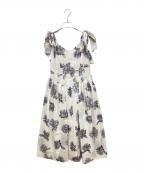 HER LIP TOハーリップトゥ）の古着「Sunflower-Printed Midi Dress　ひまわり柄ミディワンピース」｜ホワイト