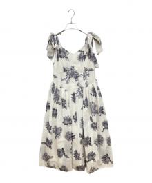 HER LIP TO（ハーリップトゥ）の古着「Sunflower-Printed Midi Dress　ひまわり柄ミディワンピース」｜ホワイト