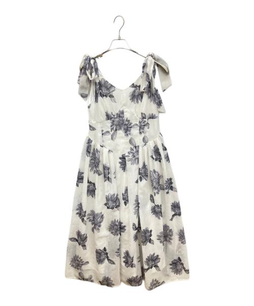 HER LIP TO（ハーリップトゥ）HER LIP TO (ハーリップトゥ) Sunflower-Printed Midi Dress　ひまわり柄ミディワンピース ホワイト サイズ:Ｍの古着・服飾アイテム