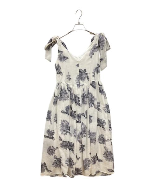 HER LIP TO（ハーリップトゥ）HER LIP TO (ハーリップトゥ) Sunflower-Printed Midi Dress　ひまわり柄ミディワンピース ホワイト サイズ:Ｍの古着・服飾アイテム