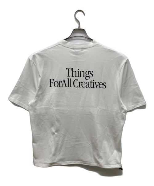 opt stuff（オプトスタフ）opt stuff (オプトスタフ) プリントTシャツ　 ロゴ Tシャツ　刺繍Ｔシャツ ホワイト サイズ:Ｌの古着・服飾アイテム