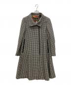hystericsヒステリックス）の古着「千鳥格子柄ロングコート　裏地花柄」｜グレー