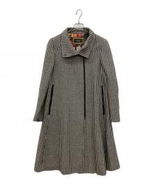 hysterics（ヒステリックス）の古着「千鳥格子柄ロングコート　裏地花柄」｜グレー