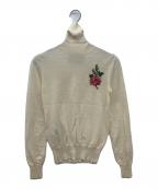 GUCCIグッチ）の古着「花刺繍タートルネックニット」｜ホワイト