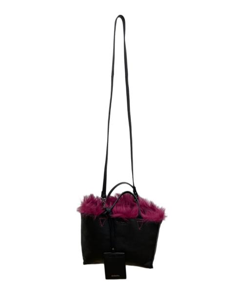 DIESEL（ディーゼル）DIESEL (ディーゼル) ファー付き2WAYバッグ ブラックの古着・服飾アイテム