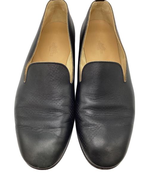 HERMES（エルメス）HERMES (エルメス) パンチングレザーローファー ブラック サイズ:40 1/2の古着・服飾アイテム